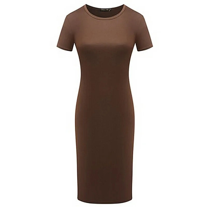 Summer Dresses Women Knee-Length Skinny Office Dress Short Sleeve Bandage Bodycon Beach Dress Vestidos Robes