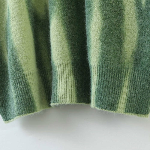 Stripes Print Sweaters Women Winter Knitted Warm Pullovers