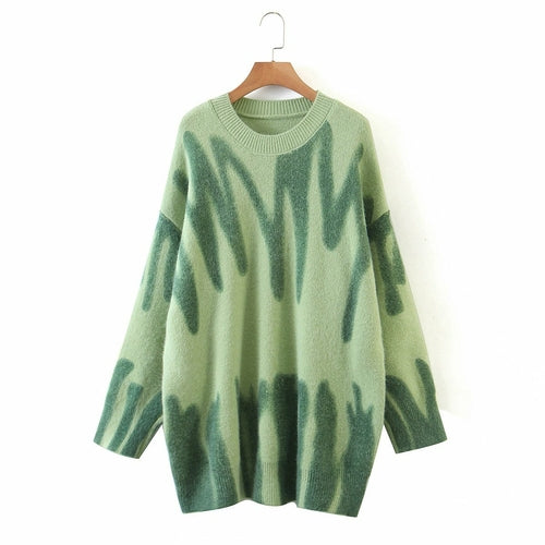 Stripes Print Sweaters Women Winter Knitted Warm Pullovers