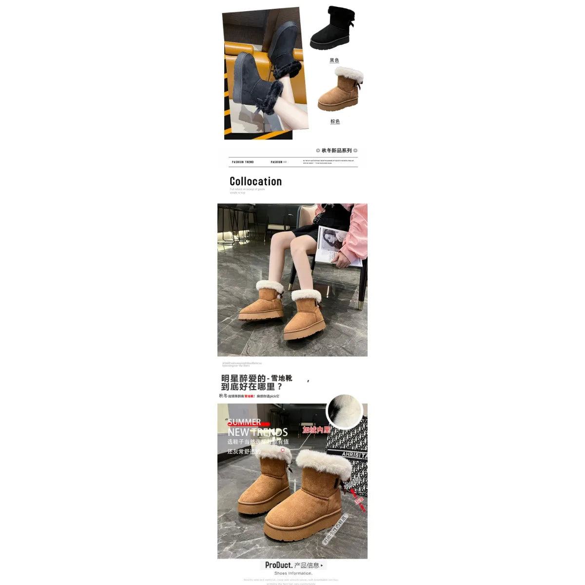 Snow Boots Women Winter Shoes Women Platform Boots Warm Plush Cotton Shoes Thicken Winter Woman Boots Flat Non-slip Botas Mujer