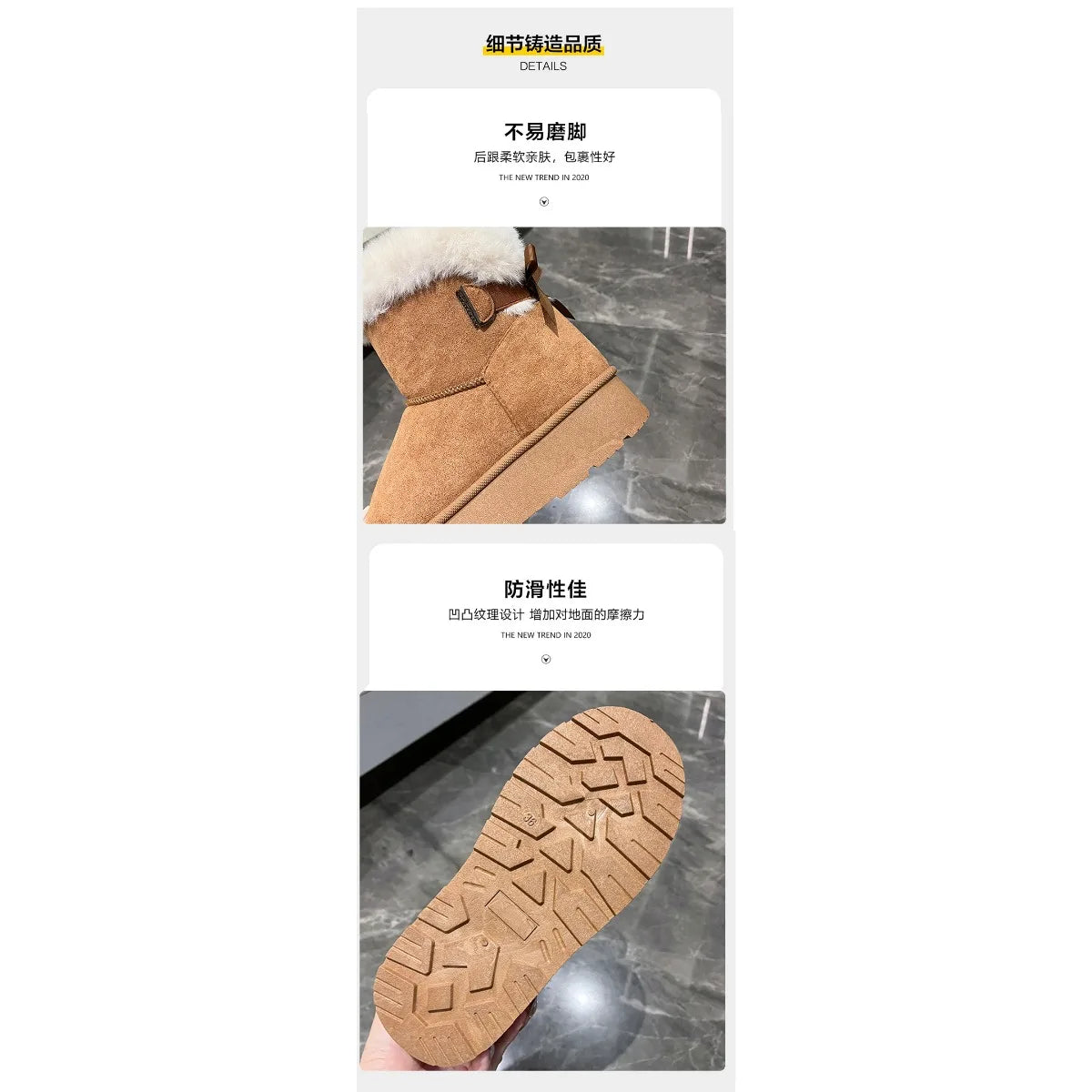 Snow Boots Women Winter Shoes Women Platform Boots Warm Plush Cotton Shoes Thicken Winter Woman Boots Flat Non-slip Botas Mujer