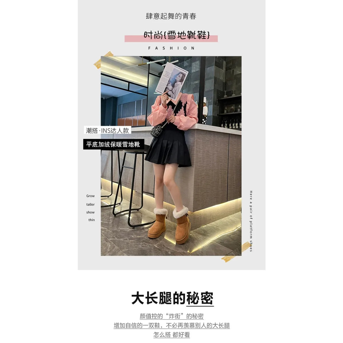 Snow Boots Women Winter Shoes Women Platform Boots Warm Plush Cotton Shoes Thicken Winter Woman Boots Flat Non-slip Botas Mujer