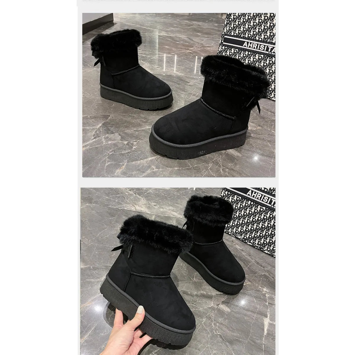 Snow Boots Women Winter Shoes Women Platform Boots Warm Plush Cotton Shoes Thicken Winter Woman Boots Flat Non-slip Botas Mujer