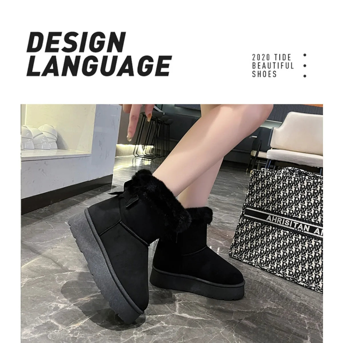 Snow Boots Women Winter Shoes Women Platform Boots Warm Plush Cotton Shoes Thicken Winter Woman Boots Flat Non-slip Botas Mujer