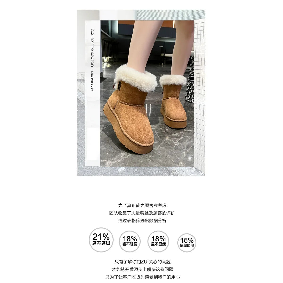Snow Boots Women Winter Shoes Women Platform Boots Warm Plush Cotton Shoes Thicken Winter Woman Boots Flat Non-slip Botas Mujer